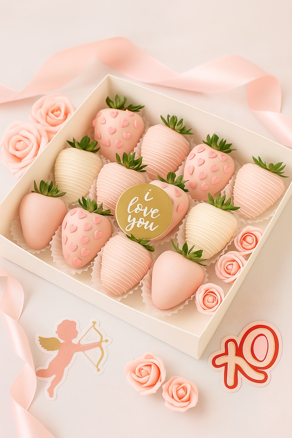 💖 “I Love You” Pink Strawberry Romance Box 🍓🌸