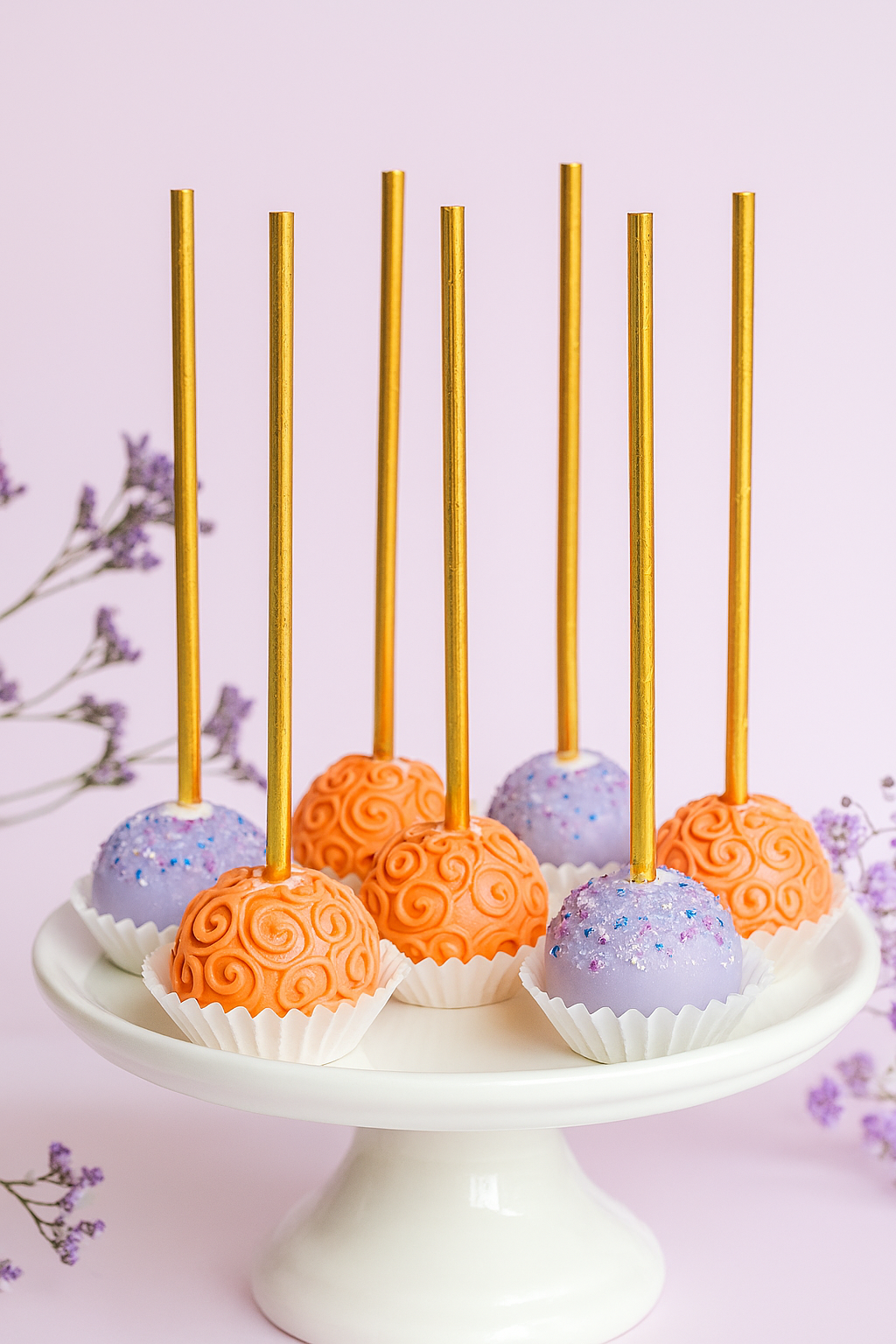 ✨ Peach & Lavender Swirl Cake Pops ✨