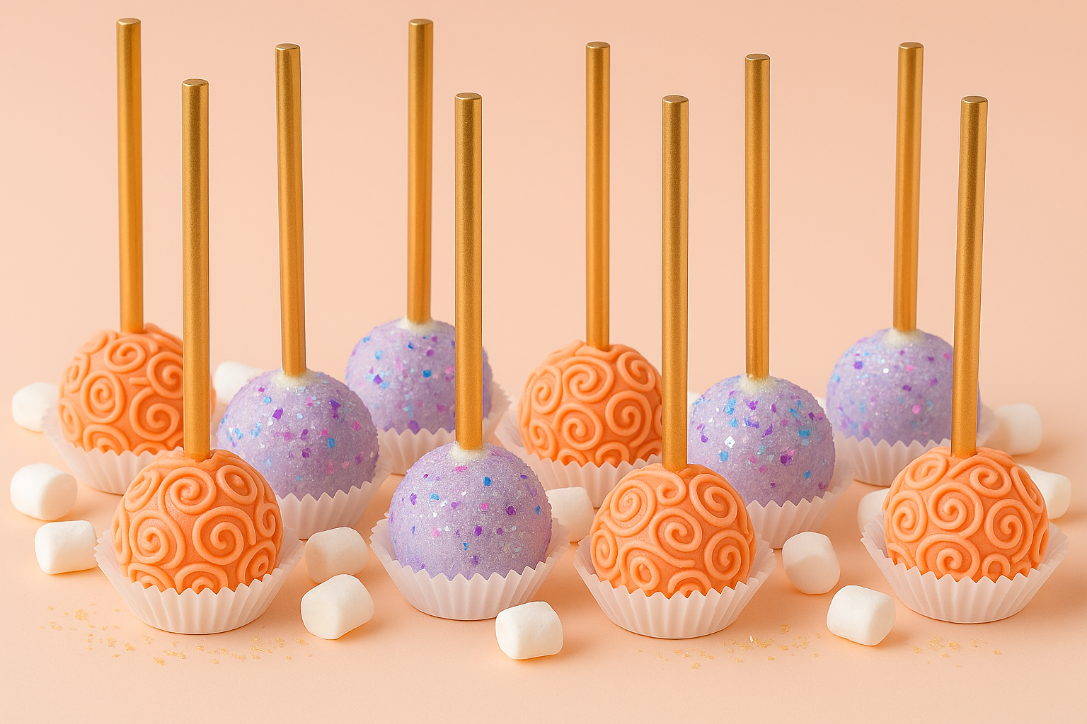✨ Peach & Lavender Swirl Cake Pops ✨